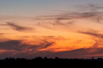 Romantic Sky with Light Clouds in Sunset Time. Sunrise Sky with Clouds. Sunset Sky for Background. Light Gradient Color. Abstract Nature Background