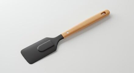 Gray spatula with wooden handle