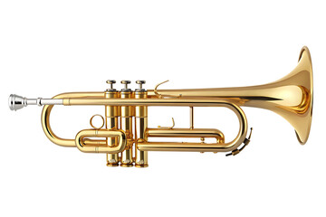 Naklejka premium High-quality stock photo of a golden trumpet isolated on white background PNG