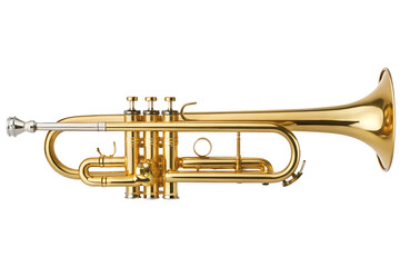 Fototapeta premium High-quality stock photo of a golden trumpet isolated on white background PNG