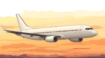 Obraz premium Airplane soaring sunset sky