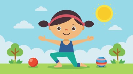 Sports outside  yoga exercising girl on Sports illustrations