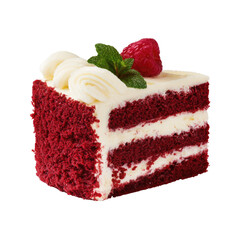 Red Velvet Cake With Cream Cheese Frosting  isolated on a transparent background