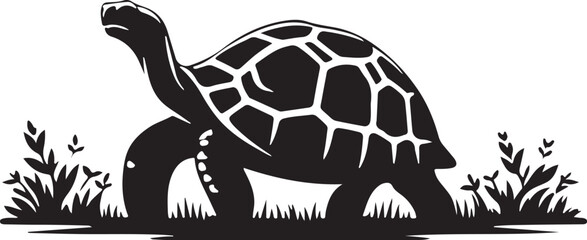 tortoise silhouette line art vector illustration