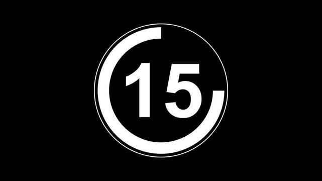 Countdown timer from 20 to 0 seconds real time. Modern flat design of countdown animation isolated on transparent background with alpha channel