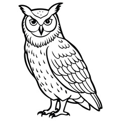 Obraz premium Great Horned Owl illustration white background