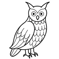 Great Horned Owl illustration white background