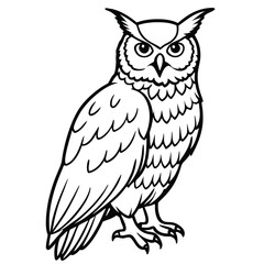 Fototapeta premium Great Horned Owl illustration white background