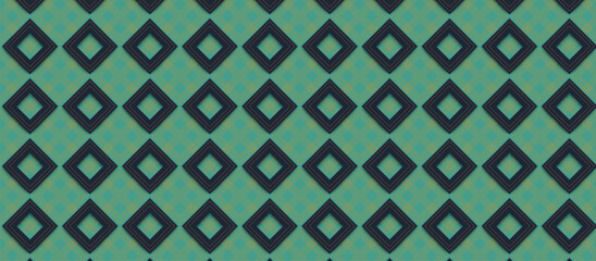 lattice Style  repeating geometric pattern with diamond-arranged dark teal squares, gold lines, and mint green background