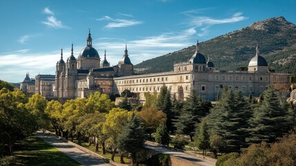 Obraz premium El Escorial: Historic Royal Palace in Madrid's Suburbs Showcasing Ancient Architecture and Catholic Heritage