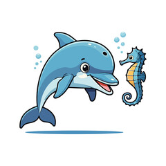 Cute Whale Swimming Cartoon Vector Icon Illustration Animal Nature Icon Isolated Flat Vector