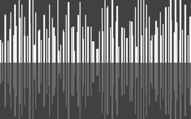 Abstract vector background pattern featuring vertical lines or bars with a reflection effect on a dark gray surface. Modern design for technology, data, sound, or digital themes.