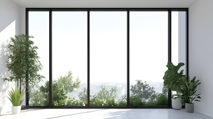 Modern Room with Large Window and Greenery