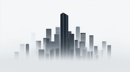 Cityscape in Fog: Minimalist Urban Skyline