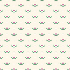Simple seamless pattern with small flowers. Gentle cute background with blooming pink flowers for nursery, fabric design, textiles