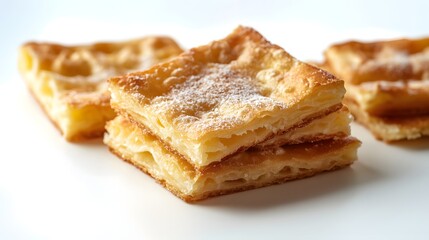 Macro image of sugar-coated rectangular fried pastry
