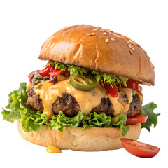 Juicy Cheeseburger Recipe: Delicious Homemade Burger on transparent background