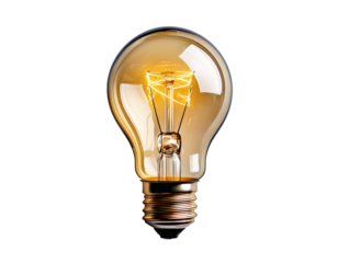 Lightbulb, idea, creativity, innovation, energy — a glowing light bulb on a white background symbolizes fresh thinking, brainstorming, inspiration, imagination, and dynamic concepts for presentations,