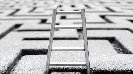 Small Wooden Ladder in a Maze Conceptual Image