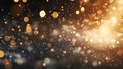 Obraz premium Dark Glittering Background Golden Sparkle Bokeh Texture