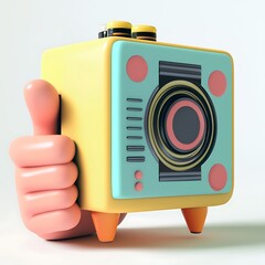 Thumbs up retro camera graphic