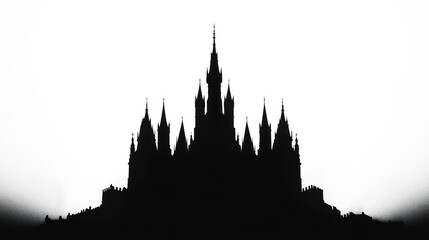 Fototapeta premium Silhouette of a Majestic Castle at Dawn