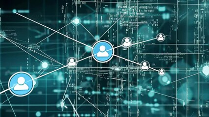 Connections and data processing in a digital network environment with futuristic elements, globe and data processing over network of connections - Powered by Adobe