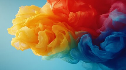 Vibrant colorful fabric art composition showing blended colors and textures