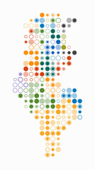 Tunisia, shape of the country built of colored cells. Digital style map of Tunisia on white background. Large size circle blocks. Amazing vector illustration.