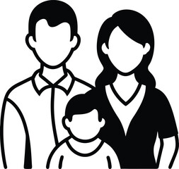 mother and  father baby line art