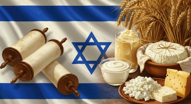 Happy  shavuolt day isreal l flag and israel celebration of harvast in Isreal 