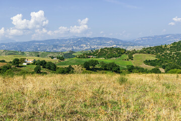 summer countryside landscape inside val d'agri, basilicata