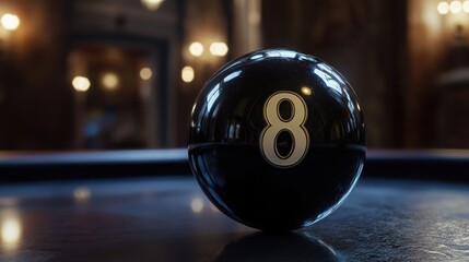 black billiard ball with number eight