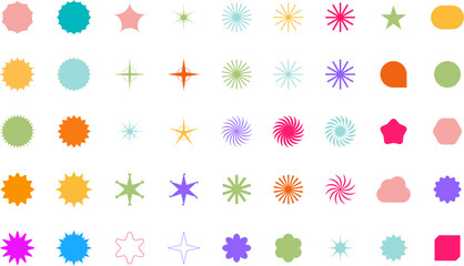 Abstract Geometric Shape Set. Colorful Funky Frames, Labels, and Design Elements in Retro Style. Vector Illustration