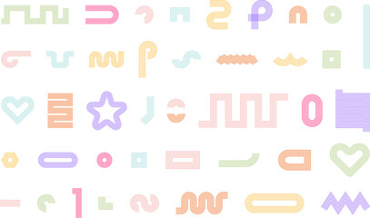 Abstract Geometric Shape Set. Colorful Funky Frames, Labels, and Design Elements in Retro Style. Vector Illustration