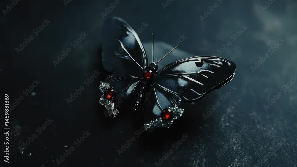 Poster a close-up view of a butterfly perched on a table