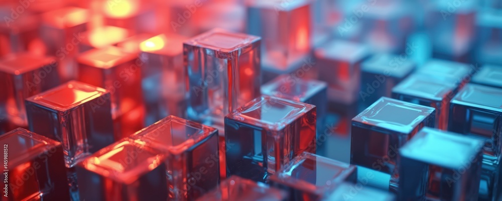 Aufkleber abstract illustration depicting value proposition. three-dimensional cubes with vibrant red and blue