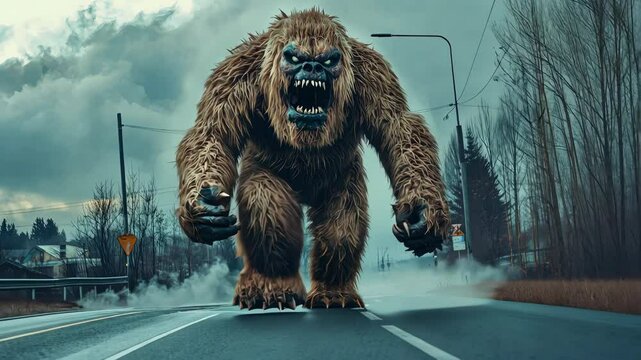 Big shaggy scary monster. Generated by ai. nature.