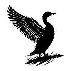Obraz premium black silhouette of a duck illustration design.