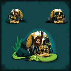 Set of skull icons, made in vector graphics.