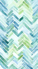 Seamless watercolor herringbone pattern in soft blues and greens with hand-painted textures and organic brushstroke variations Generative AI