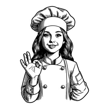 Chef's hat logo in minimalist line art style