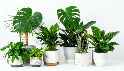 Lush Green Houseplants in Stylish Pots Perfect for Home Decor and Interior Design