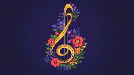 Floral Treble Clef: A Symphony of Color and Music