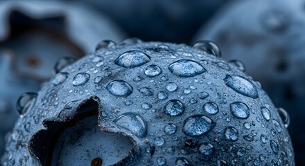 Macro vertical shot of water droplets on fresh fruit skin