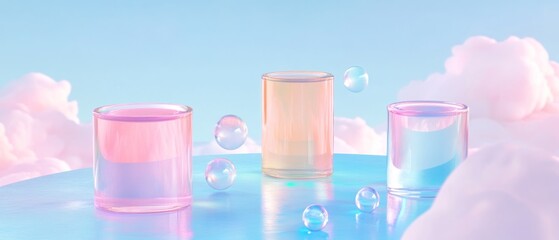 Pastel Dreamland: Cylinders and Bubbles in a Dreamy Setting