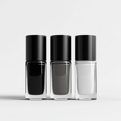 Sleek Modern Nail Polish Bottles in Monochrome Shades with Minimalist Branding and Luxurious Aesthetic (10)