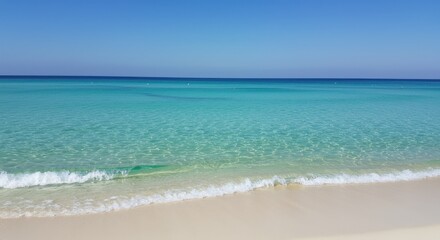 Fototapeta premium Serene Coastal Paradise: Azure Waters and Pristine Sands