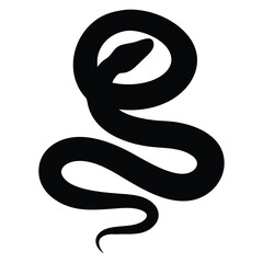 Black Snake Silhouette Logo Design, Serpent Icon for Tattoo, Brand, Symbol, Mystery, Danger, Spirituality, or Graphic Art