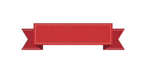Red ribbon in png. Banner label illustration. Ribbon label on transparent background. Red banner in png for advertising and marketing badge for offer discount or announcement 